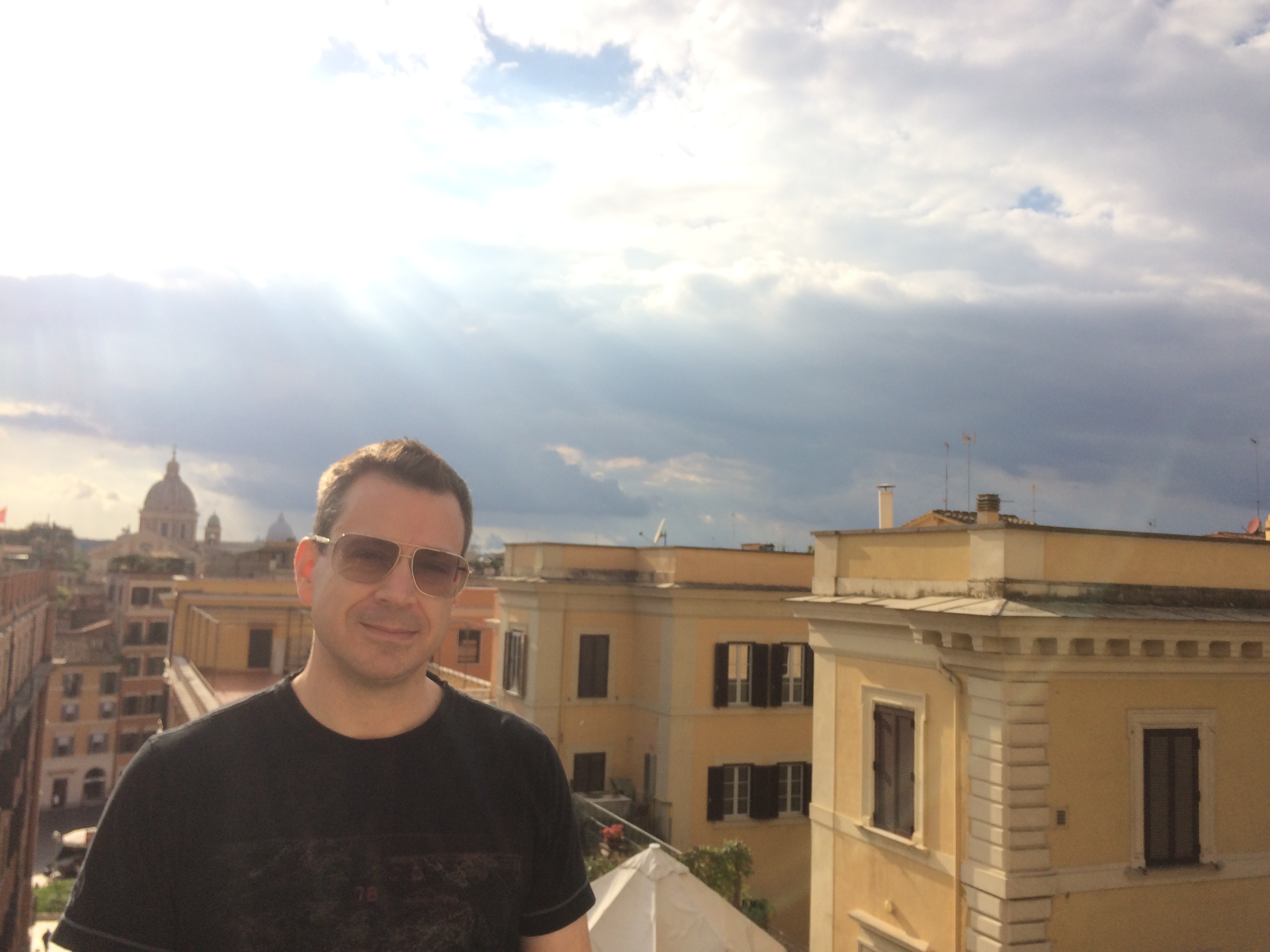 On a rooftop in Rome