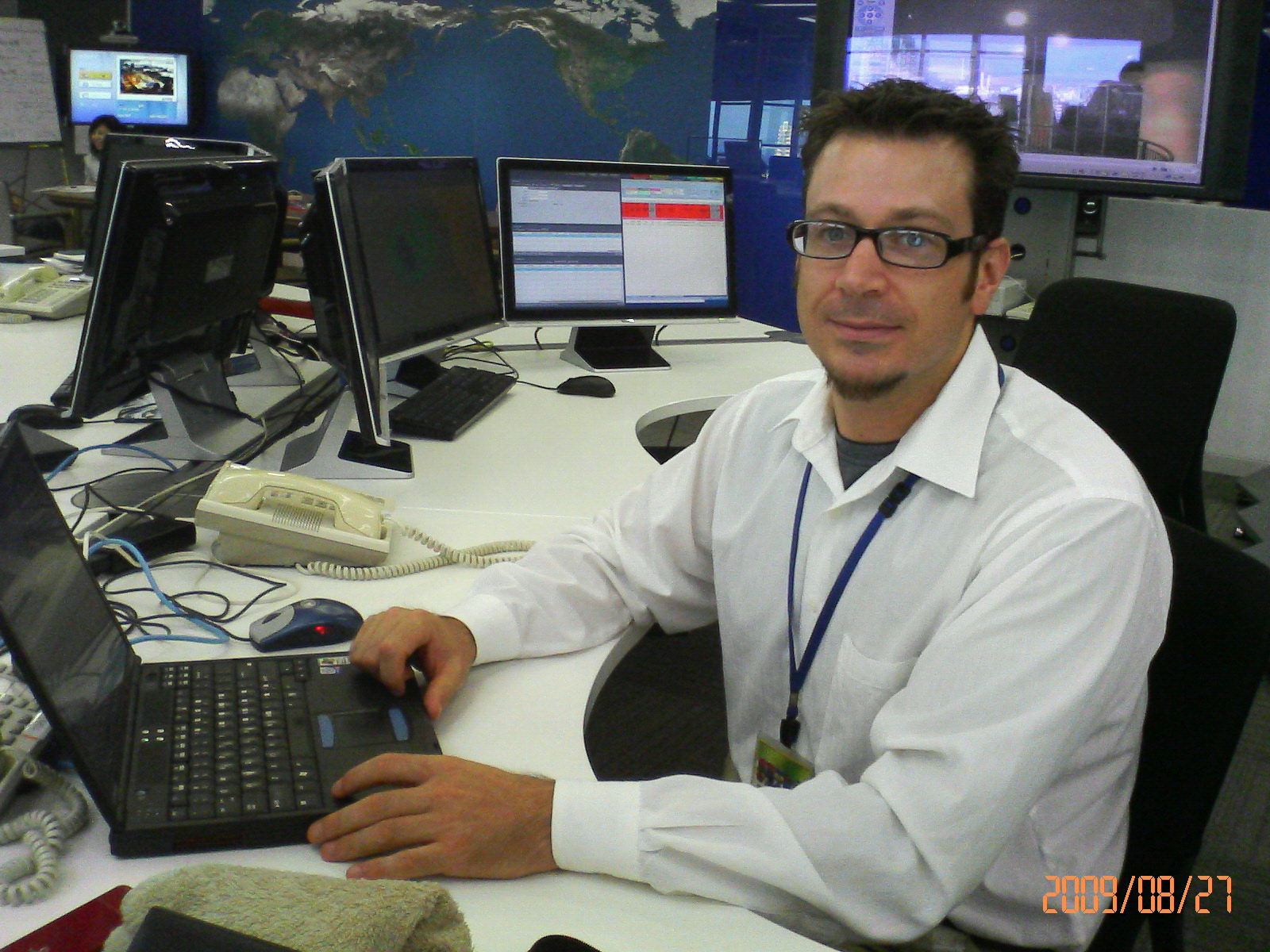 Jesse Vecchione at the Weathernews operations center